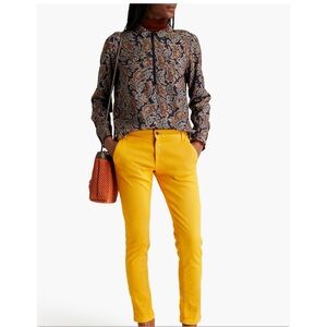 ba&sh Black Orange white yellow pietro paisley quarter zip pocket shirt small